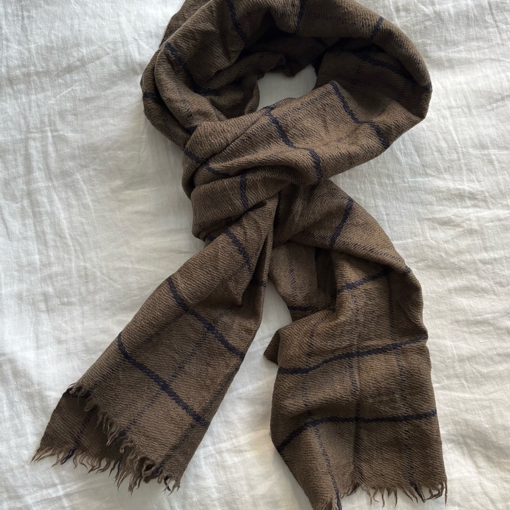 Plain Goods Brown Plaid Men's Scarf 100% Wool